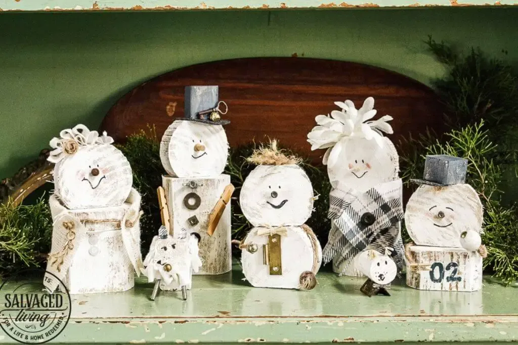 DIY Scrap Wood Snowman Family