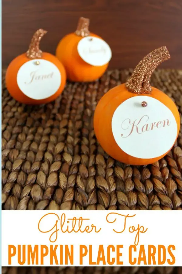Glitter Top Pumpkin Place Cards