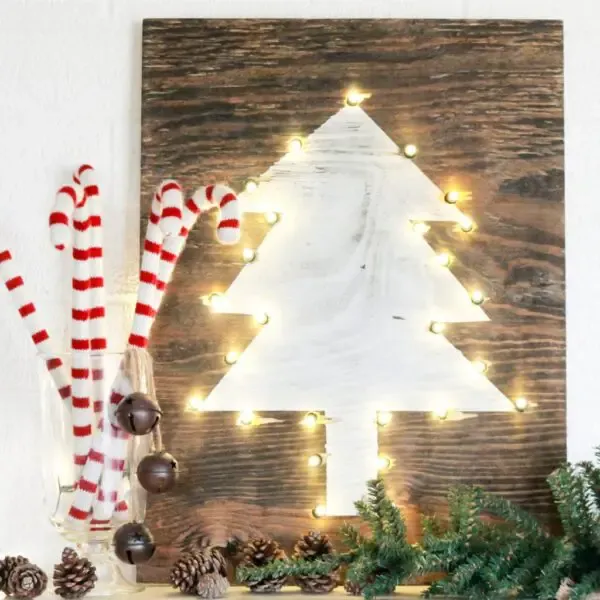 Rustic Marquee Holiday Tree Sign