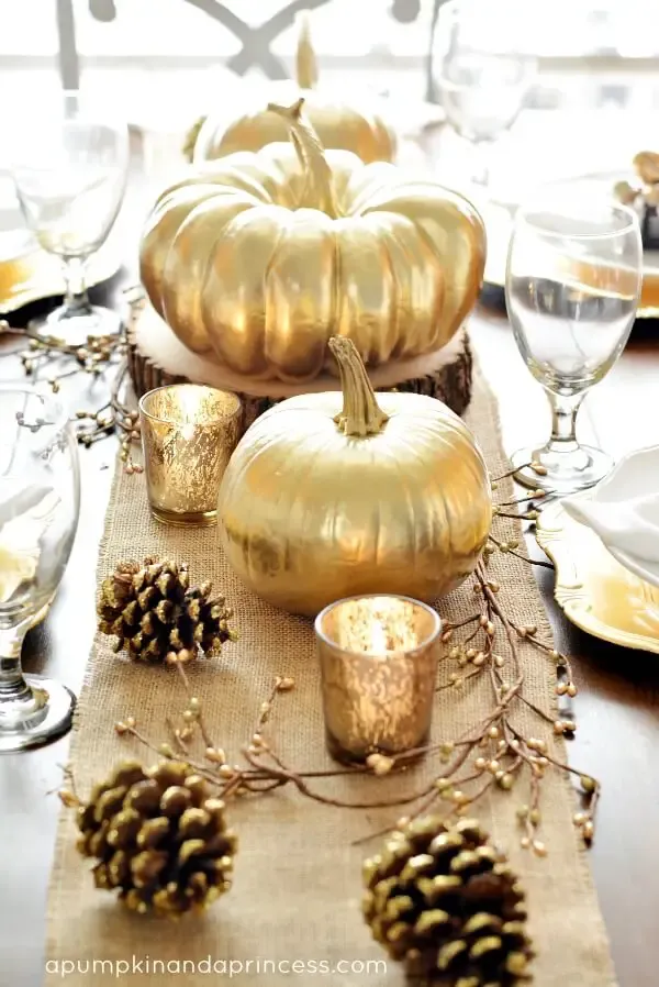 Thanksgiving Inspired Gold Table Décor