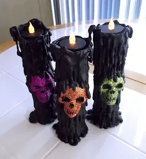 DIY Halloween Skull Candles