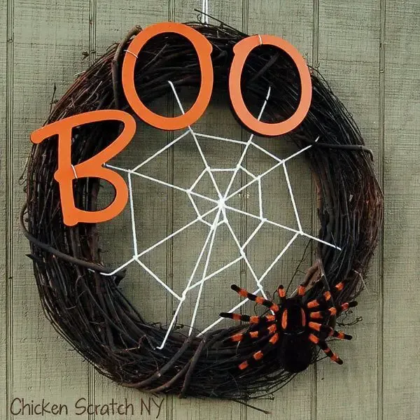 DIY Halloween Spooky Spider Web Wreath