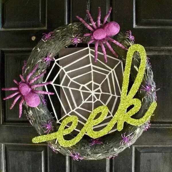 Glittery Spiders And EEK Wreath DIY