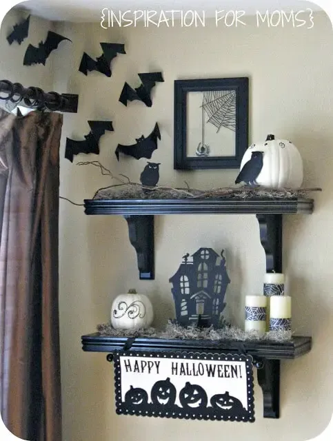Halloween Black And White Shelves