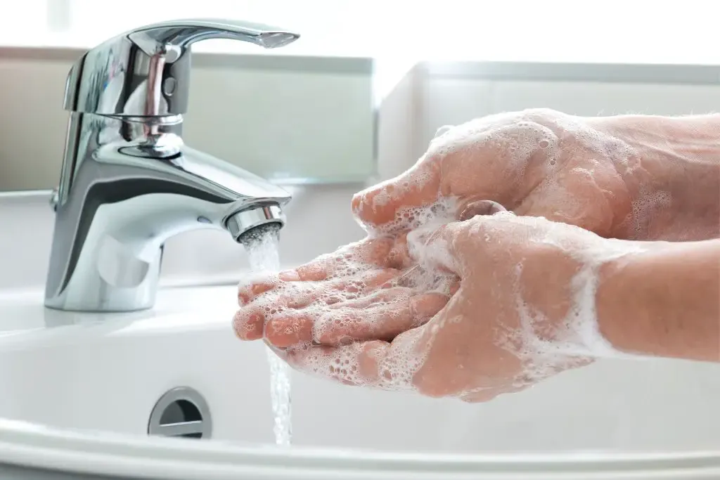 washing hand with soap