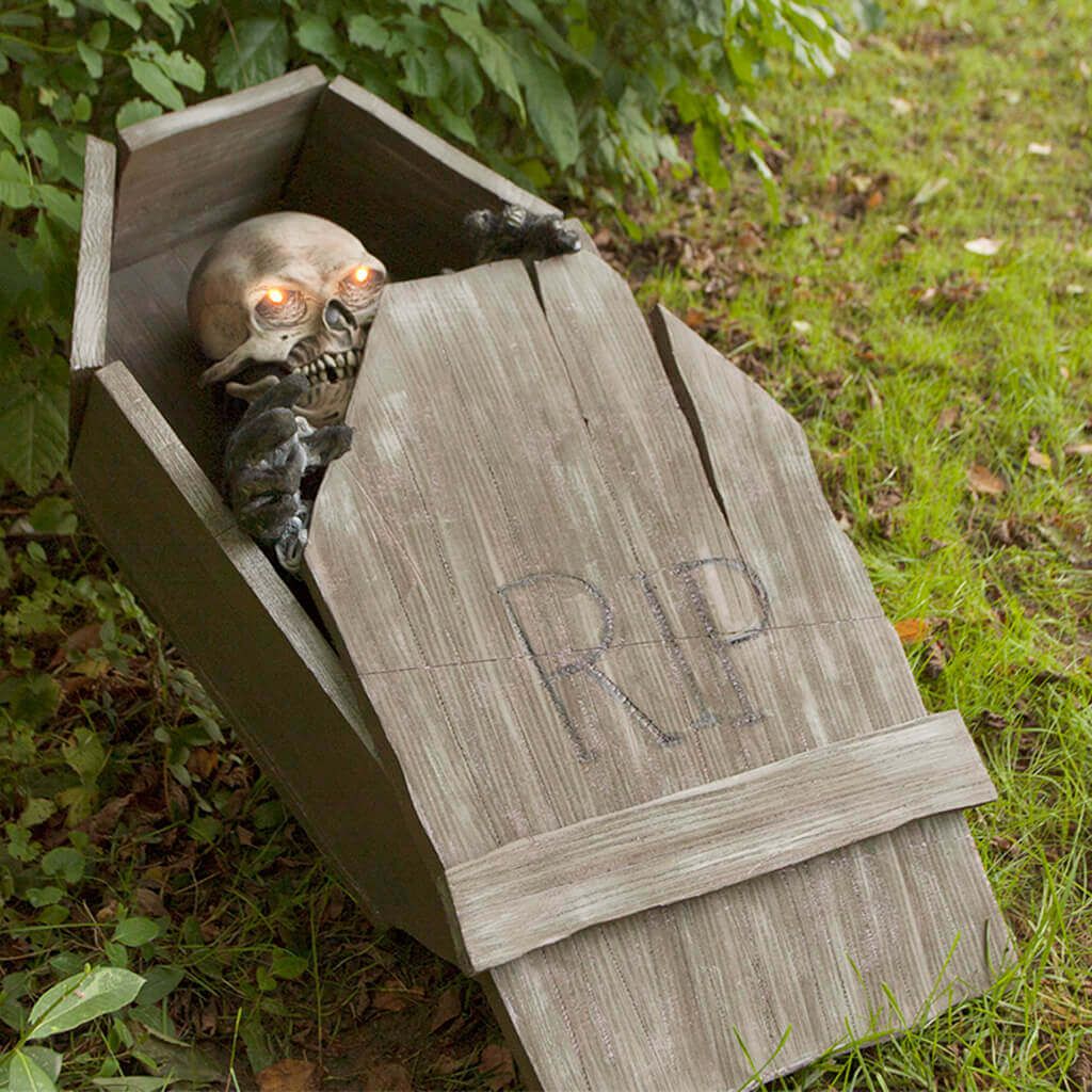 DIY Halloween Lawn Coffin Prop