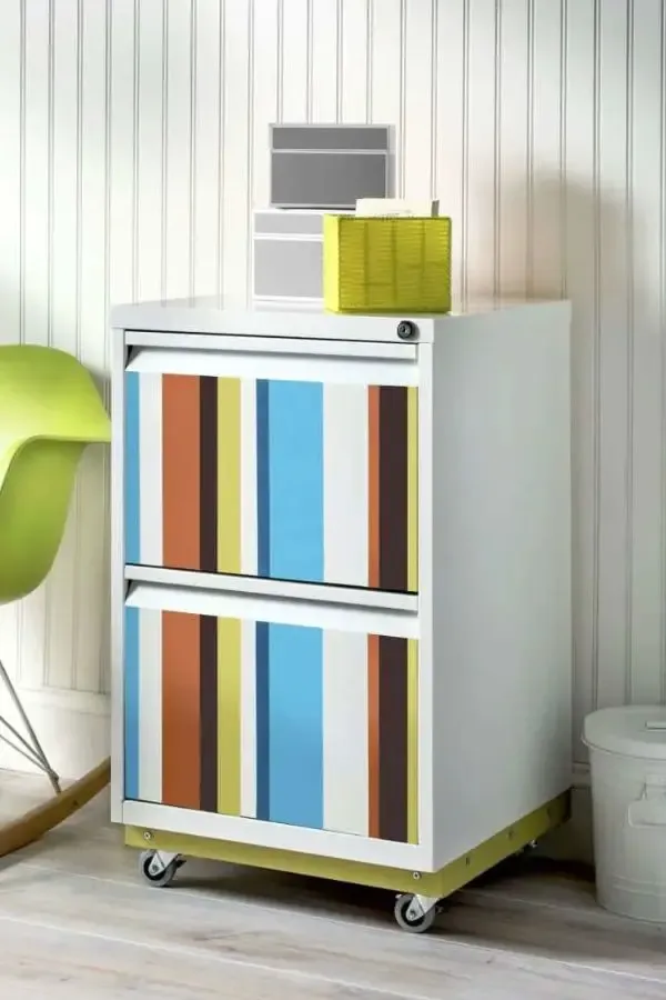 Colorful Striped Diy File Cabinet