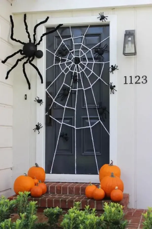 Creepy Spider Web Decoration With a Giant Spider
