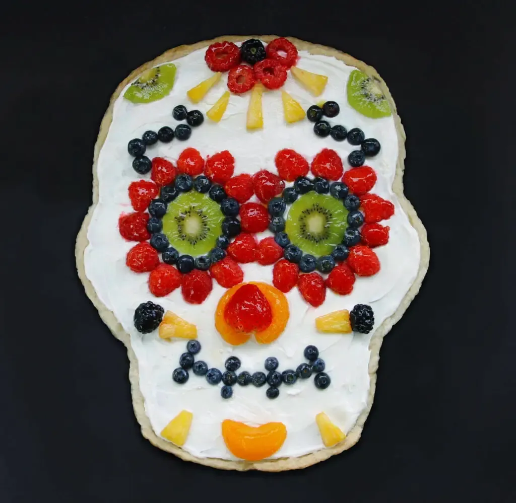 Day Of The Dead Sugar Skull Fruit Pizza
