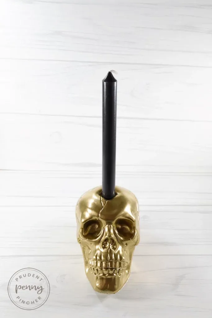 Dollar Tree Gold Skull Candleholder