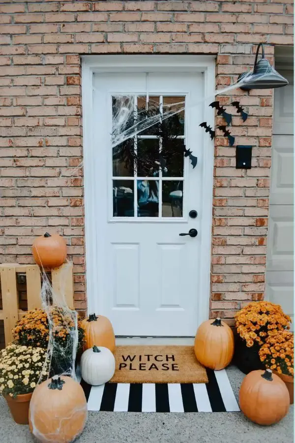 Halloween Door Mat and Front Porch
