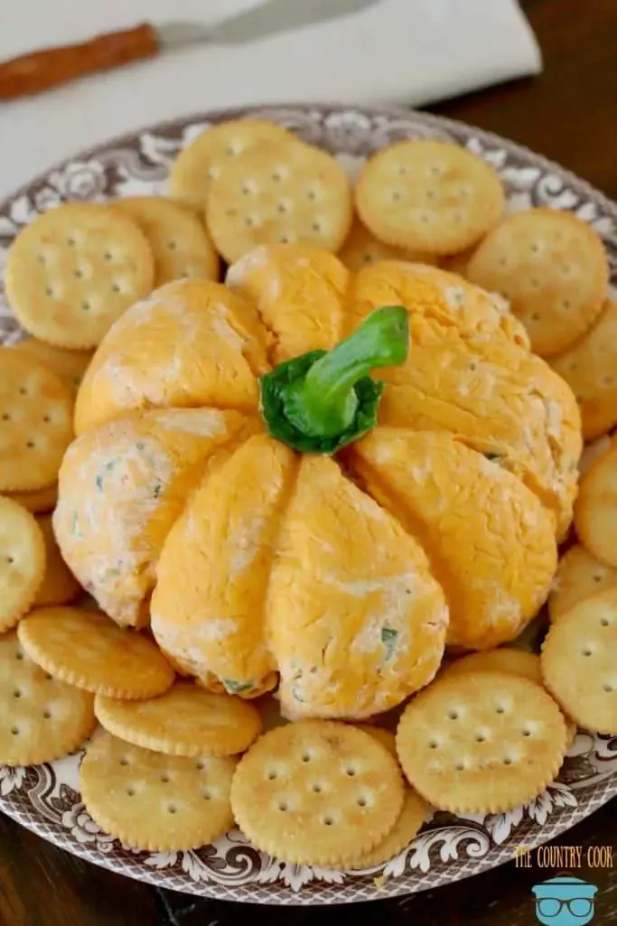 Pumpkin-Shaped Cheese Ball By The Country Cook