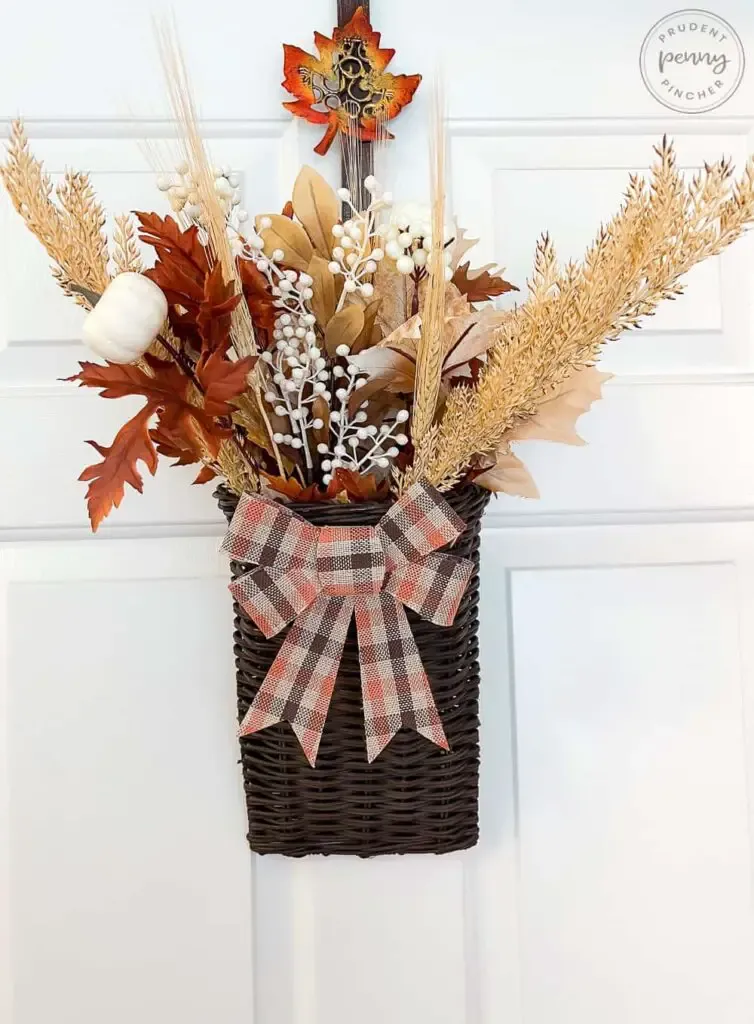 DIY Fall Front Door Basket Wreath