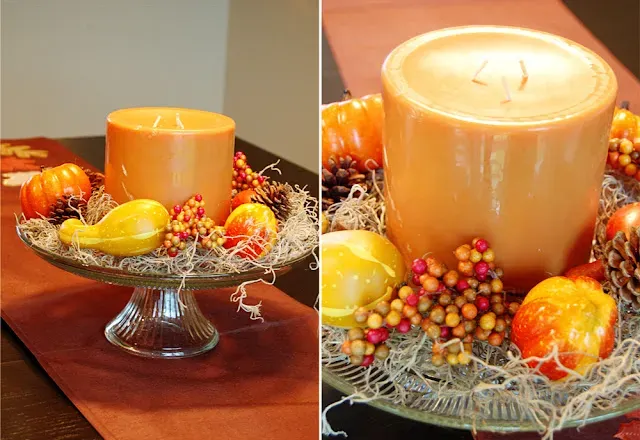 Dollar Store Votives, Plates, and Small Fall Decorations