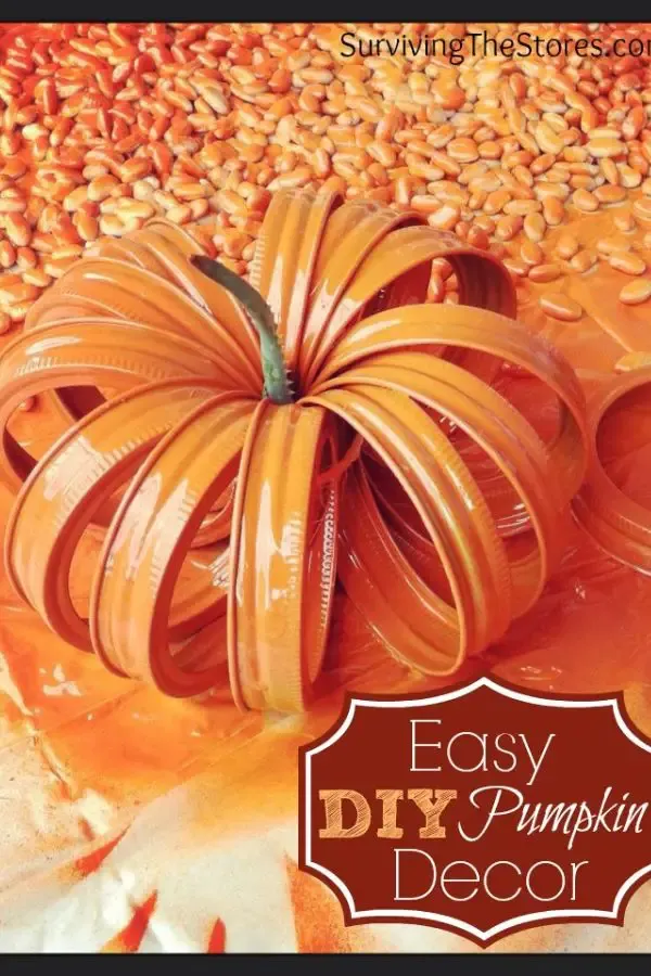 Easy Pumpkin Craft With Mason Jar Lids