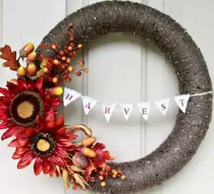 Fall Wreath With Harvest Bunting