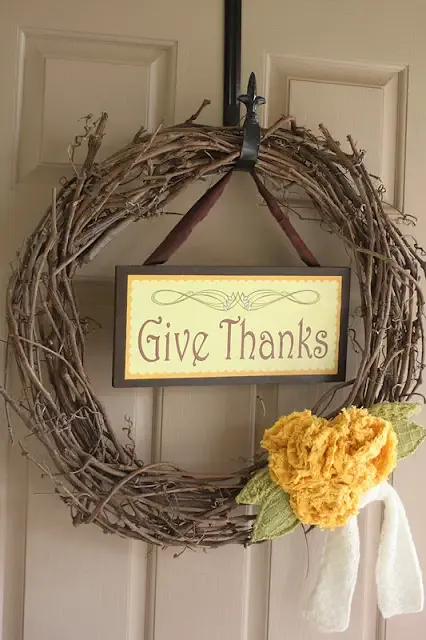 Thanksgiving Door Wreath & Sign With Free Printable