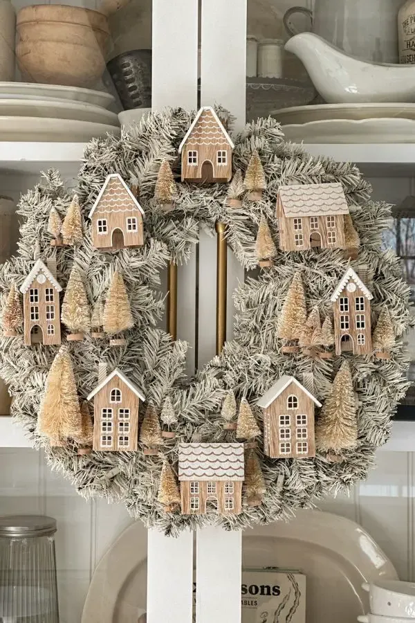 Anthropologie Inspired Christmas Village Wreath