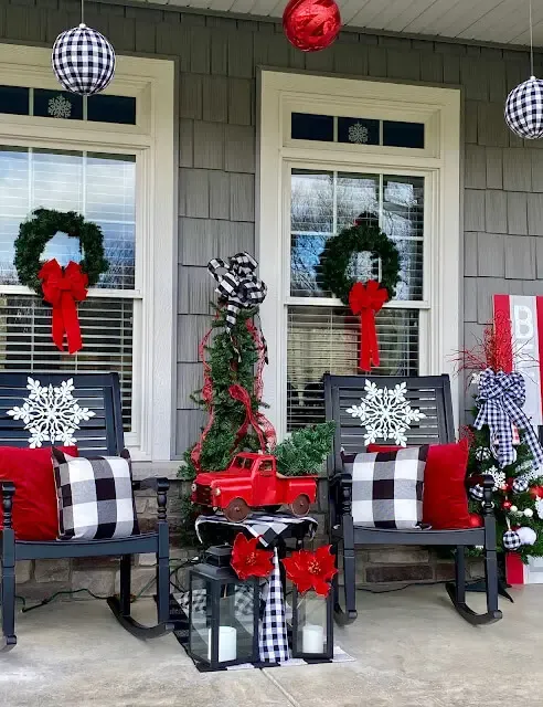 Buffalo Plaid and Red Holiday Decorations