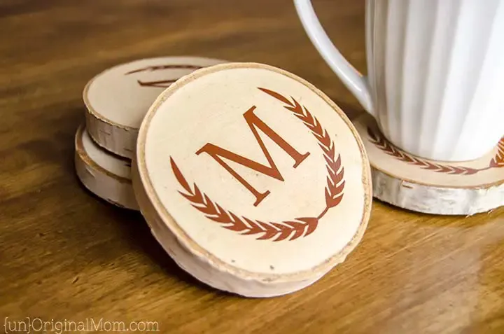 DIY Painted Wood Slice Coasters
