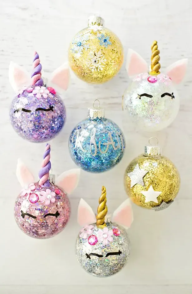Glitter Unicorn Ornaments