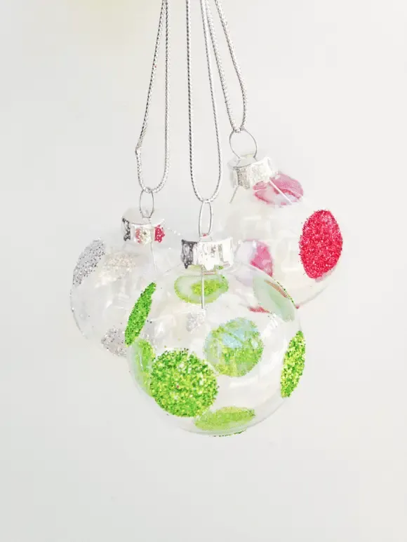Glittery Polka Dot Ornaments