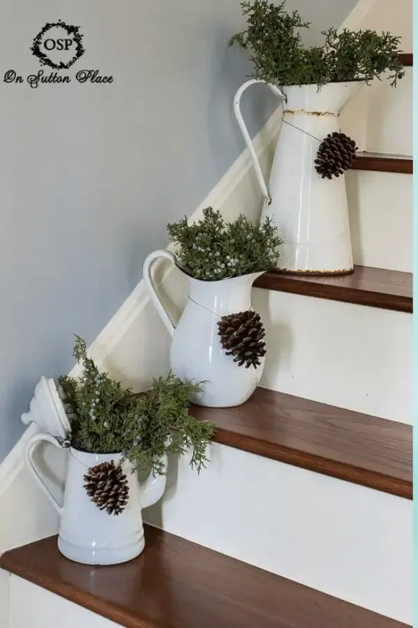 Holiday Pitchers For the Stairs
