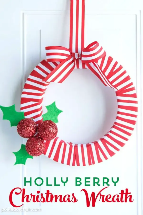 Holly Berry DIY Ribbon Christmas Wreath
