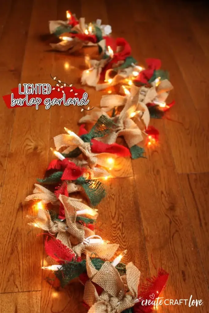 Lighted Burlap Garland For Christmas