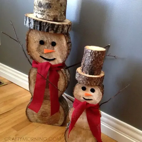 Log Snowmen Decorations For ChristmasWinter