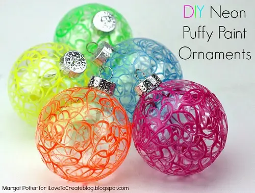 Neon Puffy Paint Ornaments