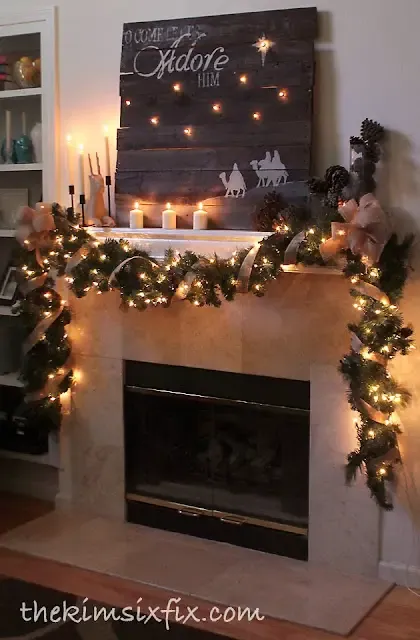 O Come Let Us Adore Him Rustic Christmas Mantle