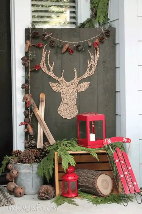 Simple Rustic Winter Front Porch