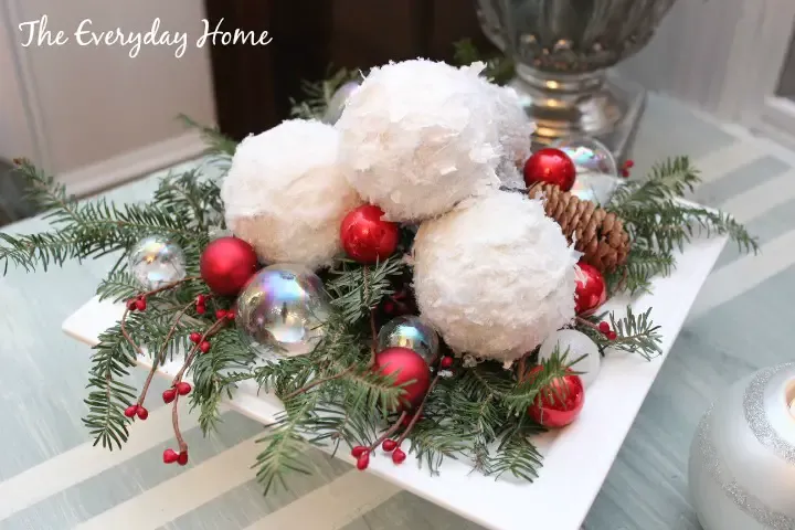 Snowball and Ornament Centerpiece