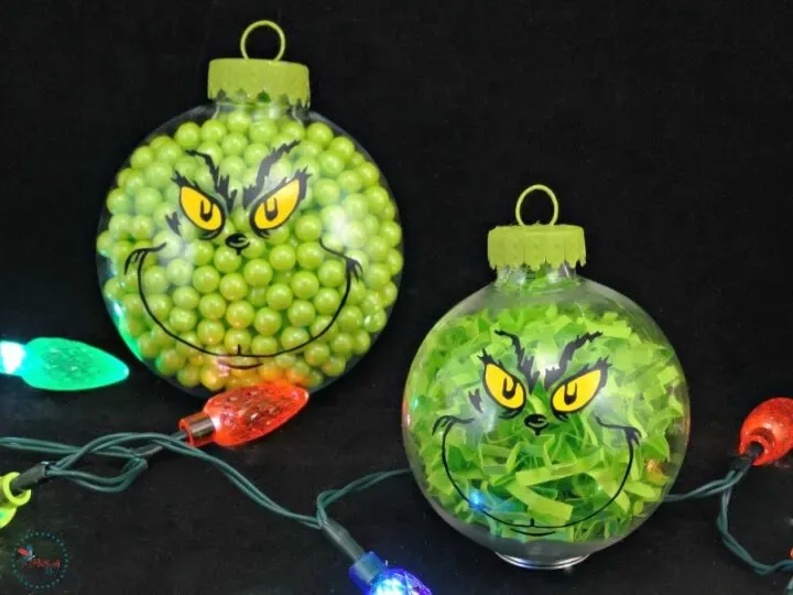 Two DIY Grinch Christmas Ornaments