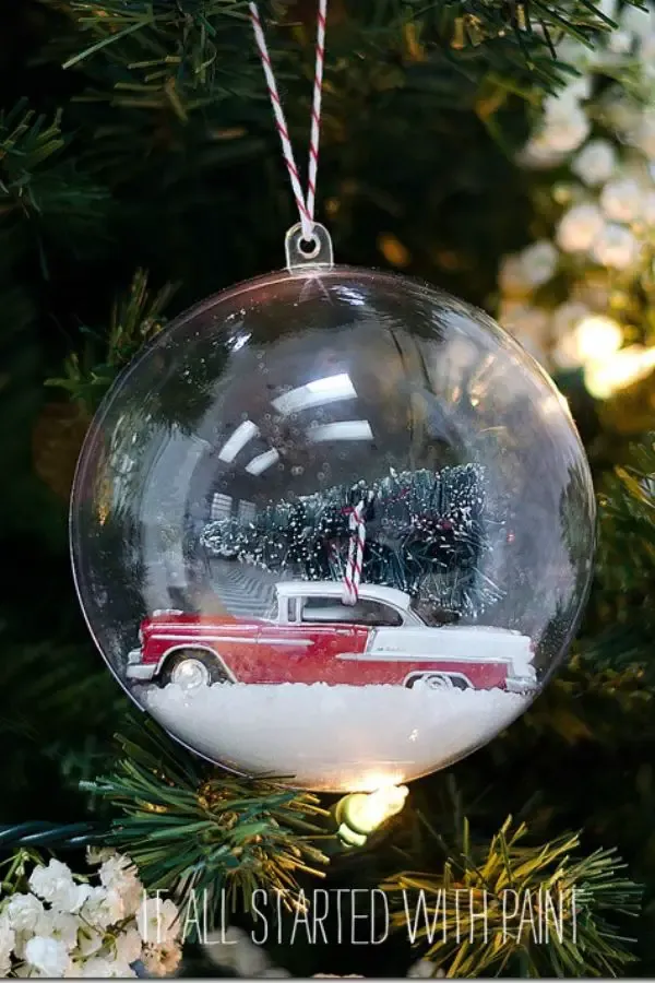 Vintage Car Snow Globe Ornament