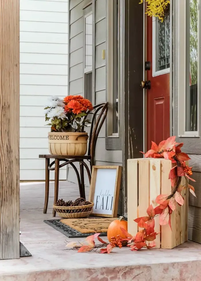 Wooden Crates For Fall Porch Decor