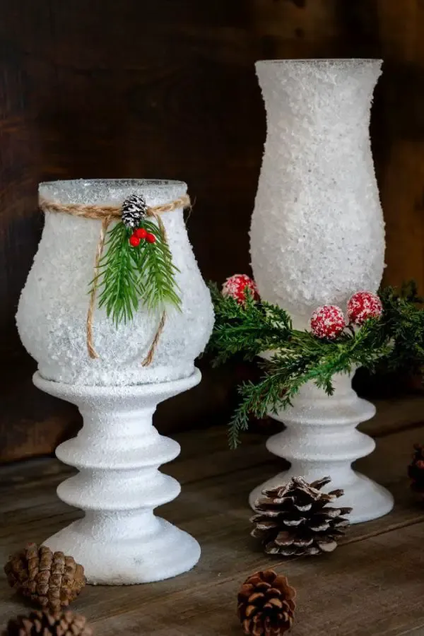 DIY Dollar Tree Snowy Christmas Lanterns
