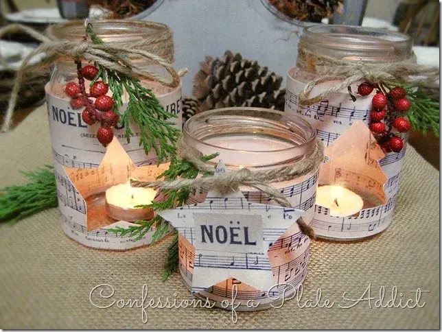 French Sheet Music Christmas Candles