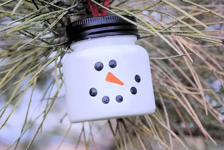 Mason Jar Snowman Ornament