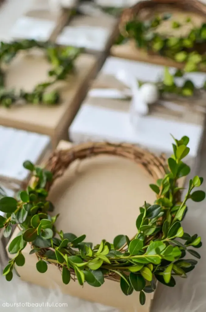 Mini Boxwood Wreath Gift Topper